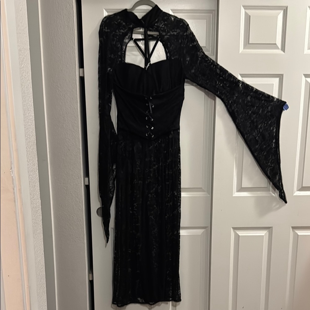 High Priestess Black Lace Gothic Dress
